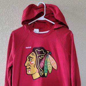 REEBOK Women’s CHICAGO BLACKHAWKS Red Hoodie Sweatshirt Size XLarge